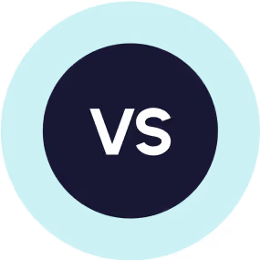Circular icon with dark center containing white letters 'VS' and a teal outer ring.